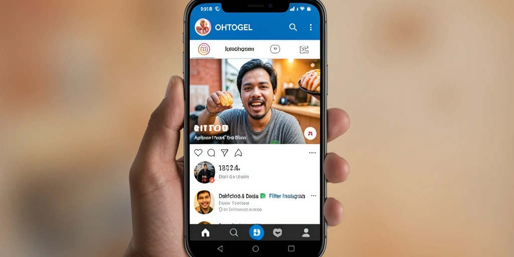 Tampilan antarmuka OHTOGEL dengan fitur editing filter Instagram.