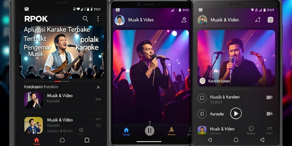 Antarmuka aplikasi RPOK menampilkan fungsi karaoke yang menarik.