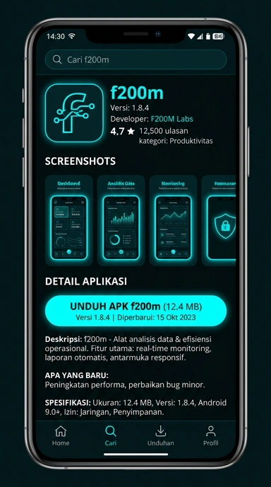 Tampilan halaman APK f200m